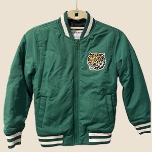 Old Navy Zip Front Green Go-Recycled Bomber Jacket with Tiger Patch